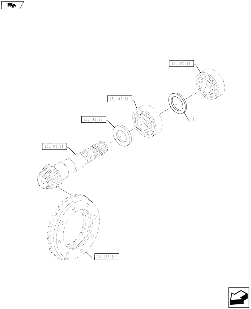 Схема запчастей Case IH PUMA 145 - (25.102.07) - VAR - 330414, 330427, 330430, 330429 - CL.3 SUSPENDED FRONT AXLE - RING & PINION ADJUSTING SHIMS (25) - FRONT AXLE SYSTEM