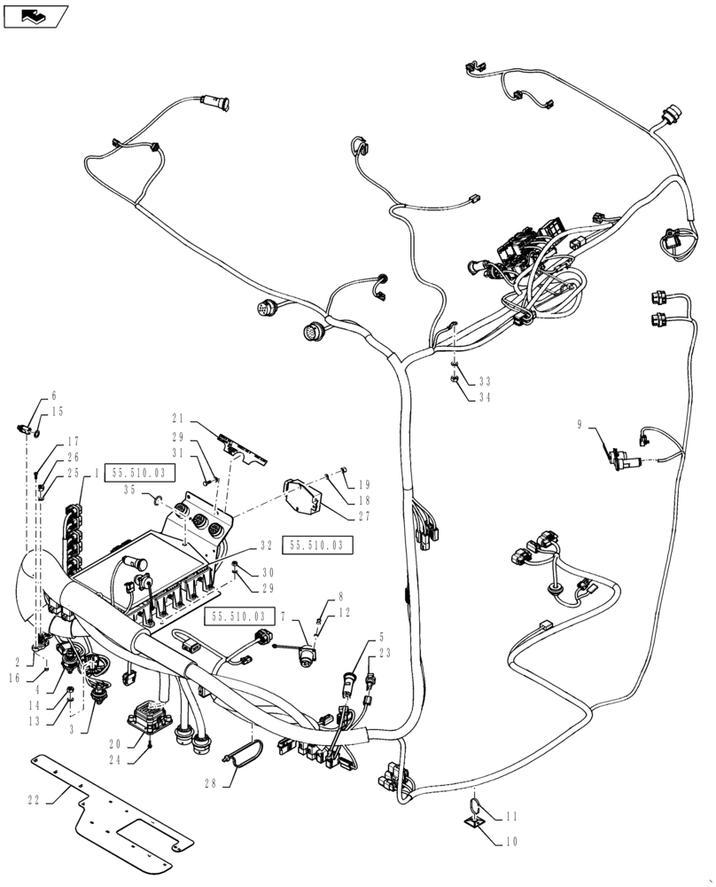 Схема запчастей Case IH STEIGER 450 - (55.510.01[01]) - CAB - MAIN ELECTRICAL (55) - ELECTRICAL SYSTEMS