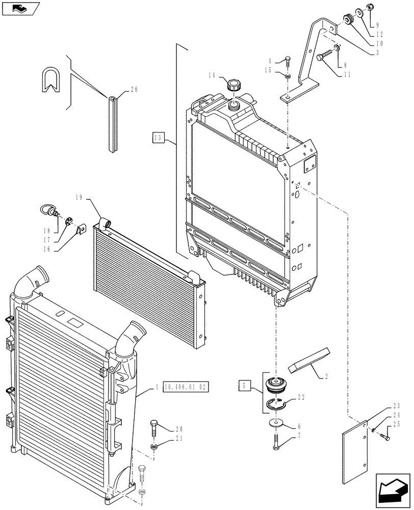 Схема запчастей Case IH PUMA 145 - (10.406.01[01]) - RADIATOR, COOLING SYSTEM & RELATED PARTS (10) - ENGINE