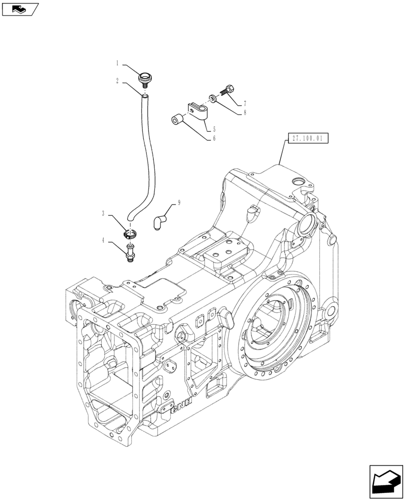 Схема запчастей Case IH PUMA 145 - (27.100.03) - REAR TRANSMISSION HOUSING - BREATHER LINE (27) - REAR AXLE SYSTEM