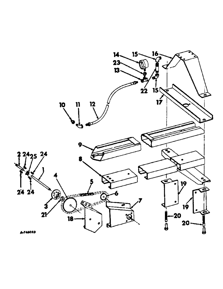 Схема запчастей Case IH 440 - (F-45) - HYDRAULIC BALE TENSION DEVICE CHANNELS, HOSE AND DRIVE FOR AUTOMATIC LUBRICATION 