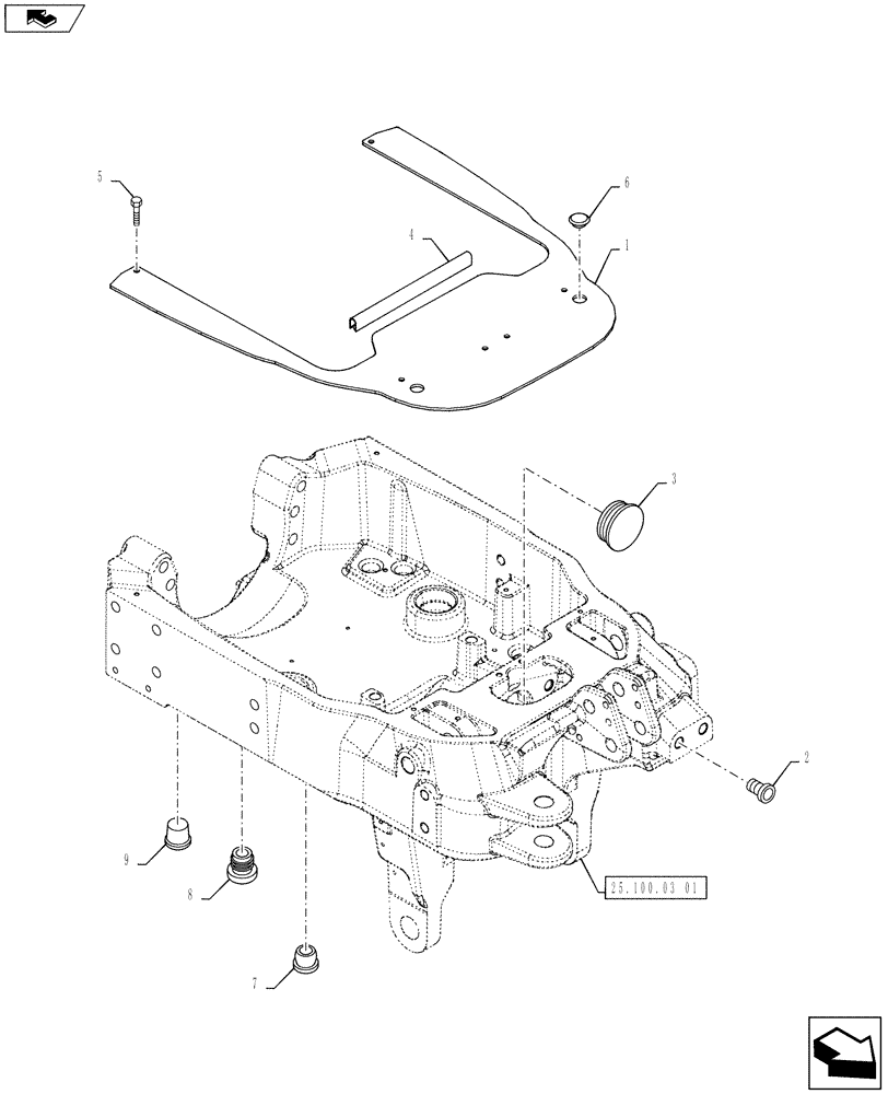 Схема запчастей Case IH PUMA 145 - (25.100.03[02]) - VAR - 743699, 336831 - AXLE SUPPORT - INTEGRATED FRONT HPL - STANDARD 4WD FRONT AXLE (25) - FRONT AXLE SYSTEM