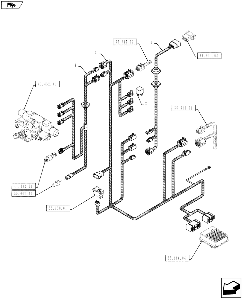 Схема запчастей Case IH PUMA 130 - (55.680.03) - VAR - 330077, 331077 - HARNESS - AUTO GUIDANCE SYSTEM READY (55) - ELECTRICAL SYSTEMS