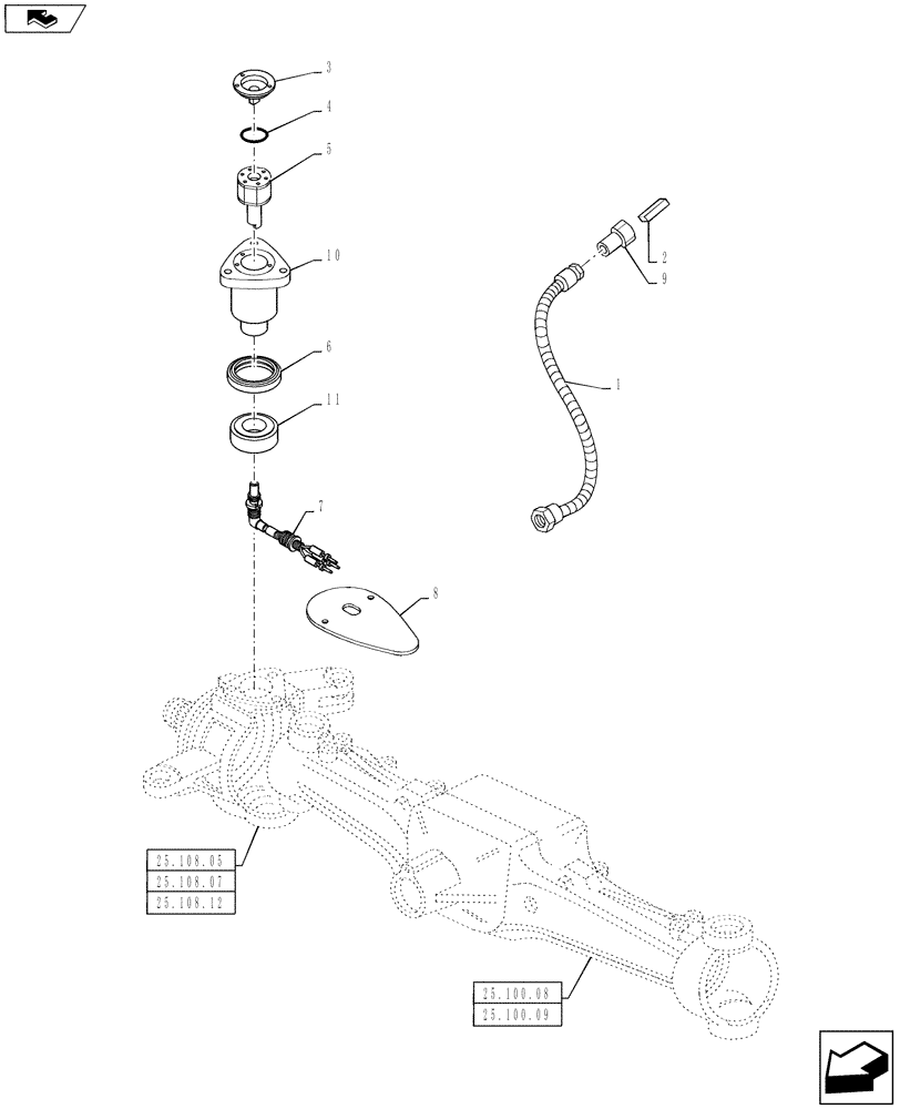 Схема запчастей Case IH PUMA 160 - (55.047.01) - FRONT AXLE - STEERING SENSOR (55) - ELECTRICAL SYSTEMS