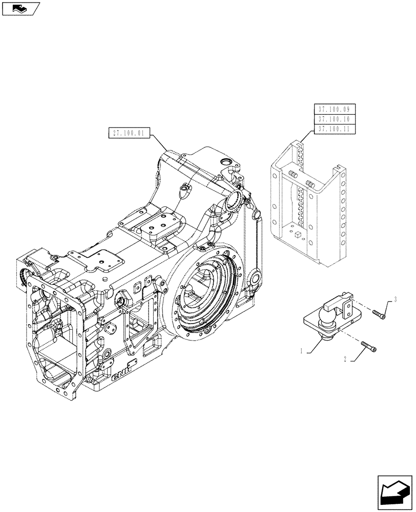 Схема запчастей Case IH PUMA 130 - (37.100.13) - STEERING GUIDES FOR K80 BALL HITCH (37) - HITCHES, DRAWBARS & IMPLEMENT COUPLINGS