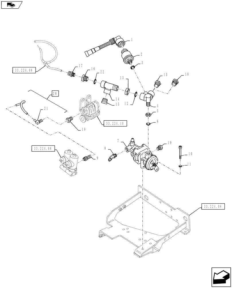 Схема запчастей Case IH PUMA 130 - (33.224.07) - VAR - 332727, 743692, 332737, 743693, 332739, 743694 - PNEUMATIC TRAILER BRAKE - CONTROL VALVE AND RELEVANT PARTS (33) - BRAKES & CONTROLS