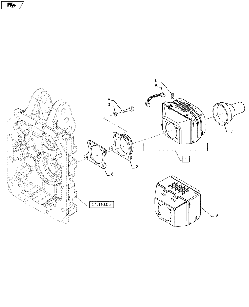 Схема запчастей Case IH PUMA 130 - (31.116.09) - VAR - 330934, 330945, 331945 - PTO SHAFT COVER - AUTOMATIC HITCH (31) - IMPLEMENT POWER TAKE OFF