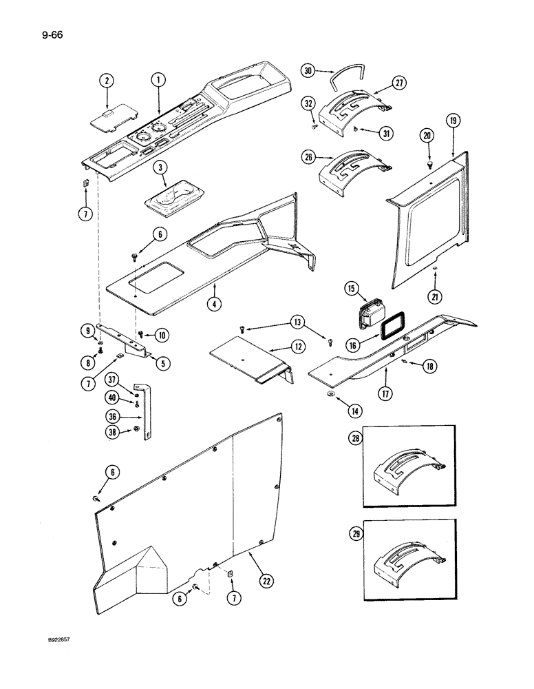 Схема запчастей Case IH 7130 - (9-066) - FOUR POST ROPS, CONTROL CONSOLE, 1977588C2 HITCH AND TRANSMISSION CONTROL COVER (09) - CHASSIS/ATTACHMENTS