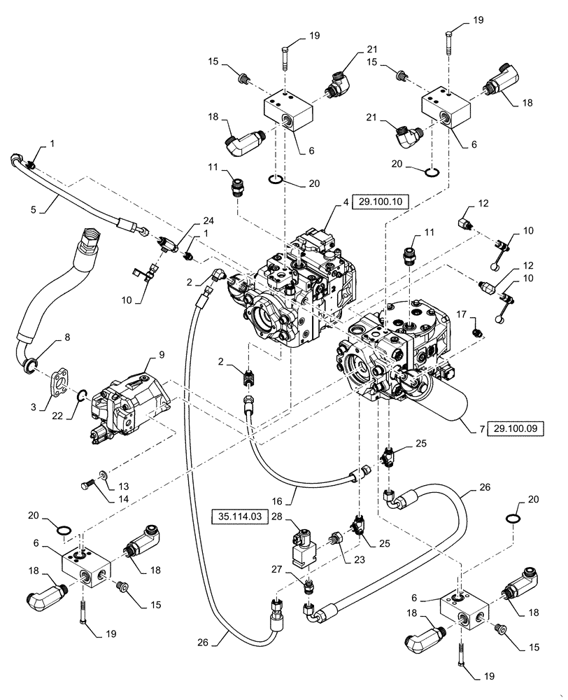 Схема запчастей Case IH 3330 - (29.100.08[01]) - HYDROSTATIC PUMP GROUP, BSN YCT032640 (29) - HYDROSTATIC DRIVE