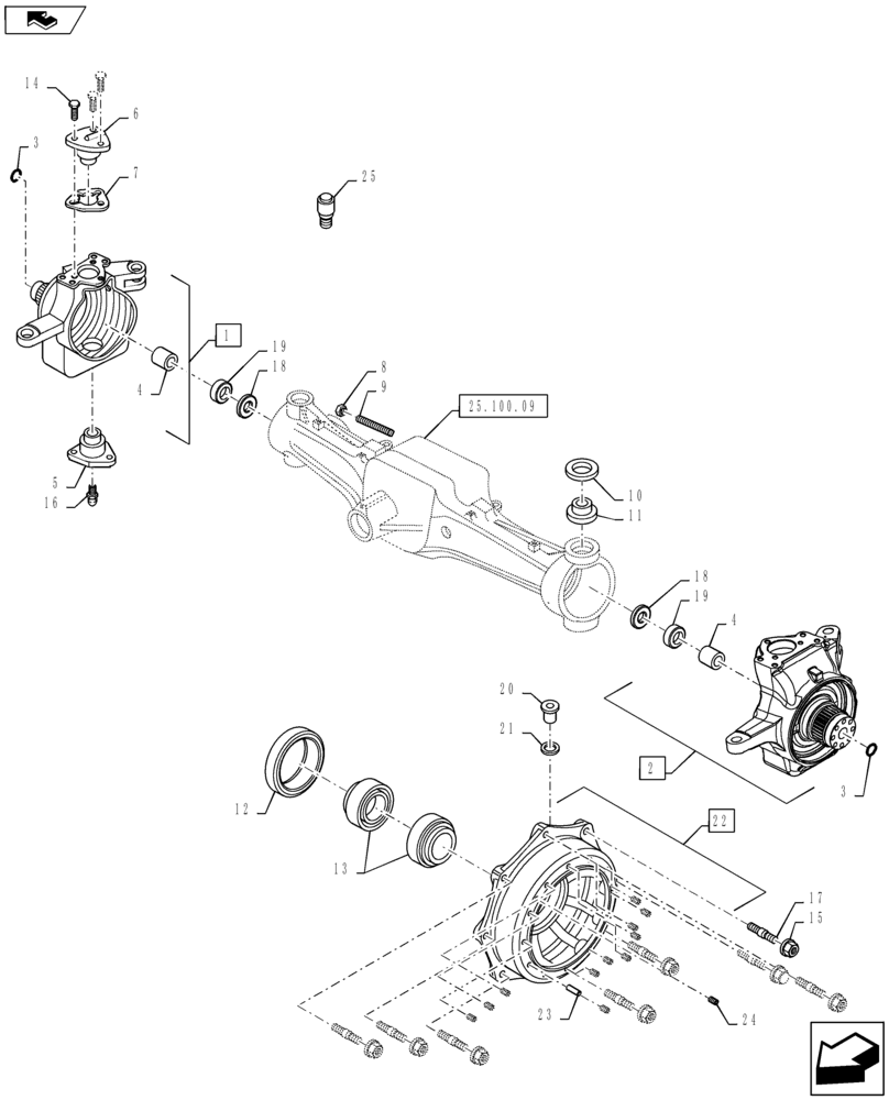 Схема запчастей Case IH PUMA 130 - (25.108.12) - VAR - 330430, 330426 - CL.4 FRONT AXLE W/ BRAKES- STEERING KNUCKLE - HUB (25) - FRONT AXLE SYSTEM