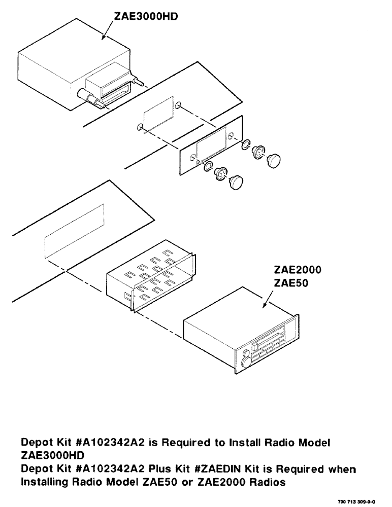 Схема запчастей Case IH 8825 - (09-12) - RADIO MOUNTING KIT, ZVX SERIES RADIOS (09) - CHASSIS