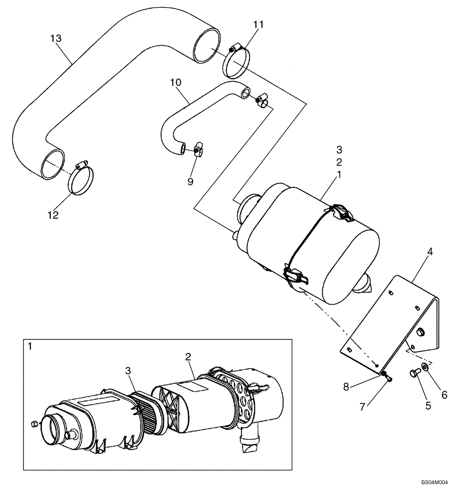 Схема запчастей Case IH 450 - (02-04) - ENGINE - AIR CLEANER (02) - ENGINE