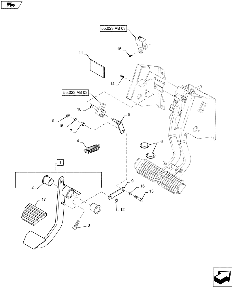 Схема запчастей Case IH PUMA 160 - (18.100.01[01]) - CLUTCH PEDAL - C7152 (18) - CLUTCH