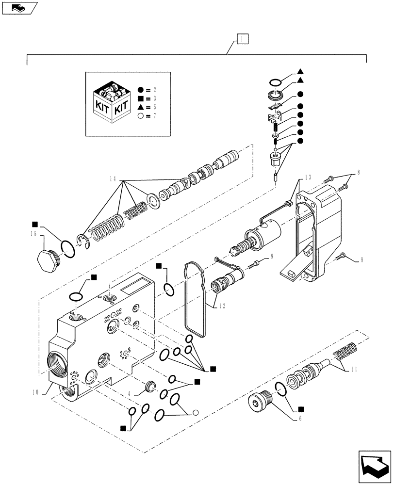 Схема запчастей Case IH PUMA 145 - (35.204.23) - VALVE SECTION - EHR CONTROL VALVE (35) - HYDRAULIC SYSTEMS