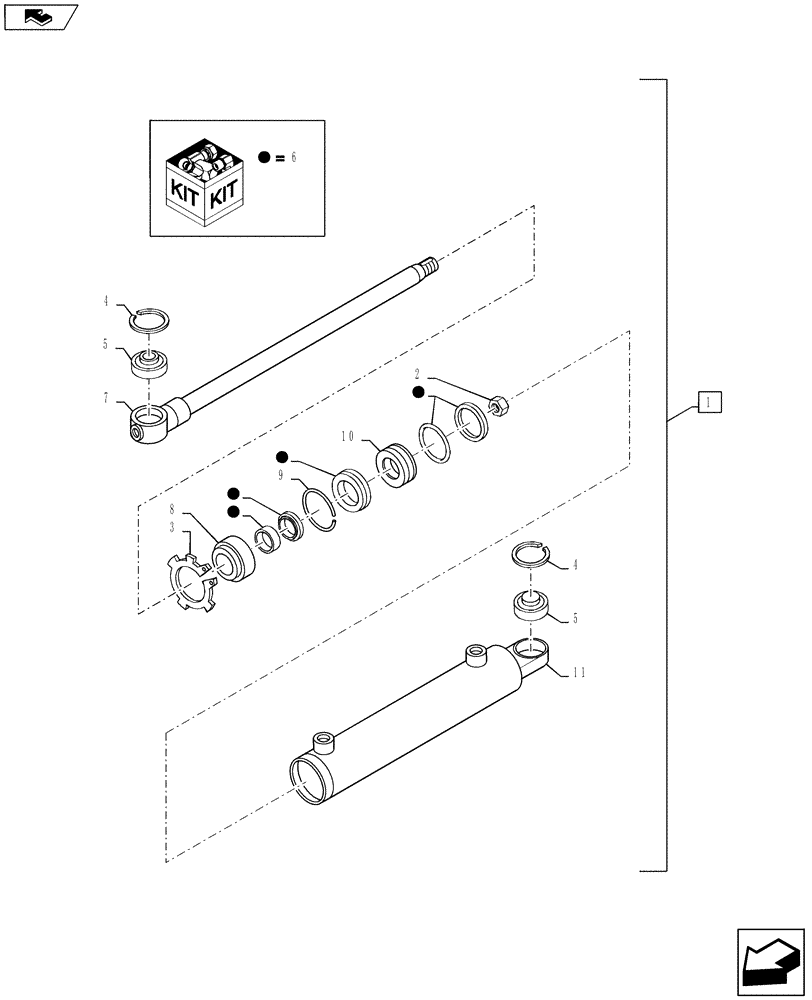 Схема запчастей Case IH PUMA 130 - (41.216.05) - CL.3 FRONT AXLE - HYDRAULIC STEERING CYLINDER - BREAKDOWN (41) - STEERING