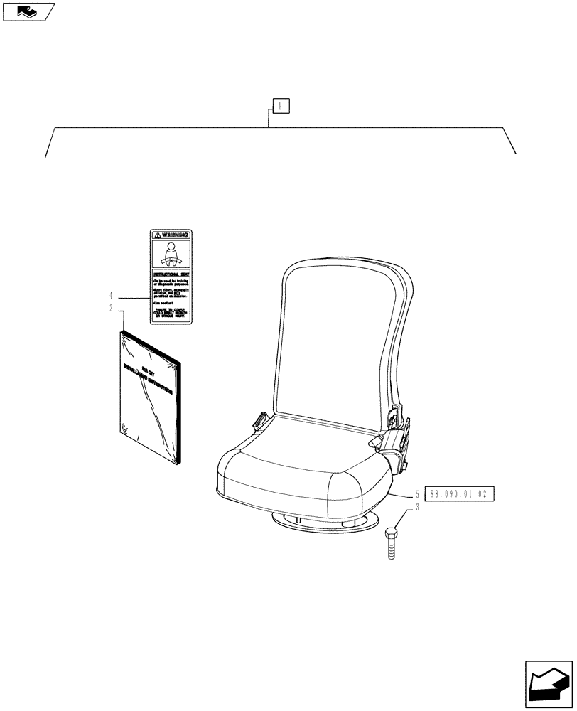 Схема запчастей Case IH PUMA 130 - (88.090.15[01]) - DIA KIT, PASSENGER SEAT WITH BELTS (88) - ACCESSORIES