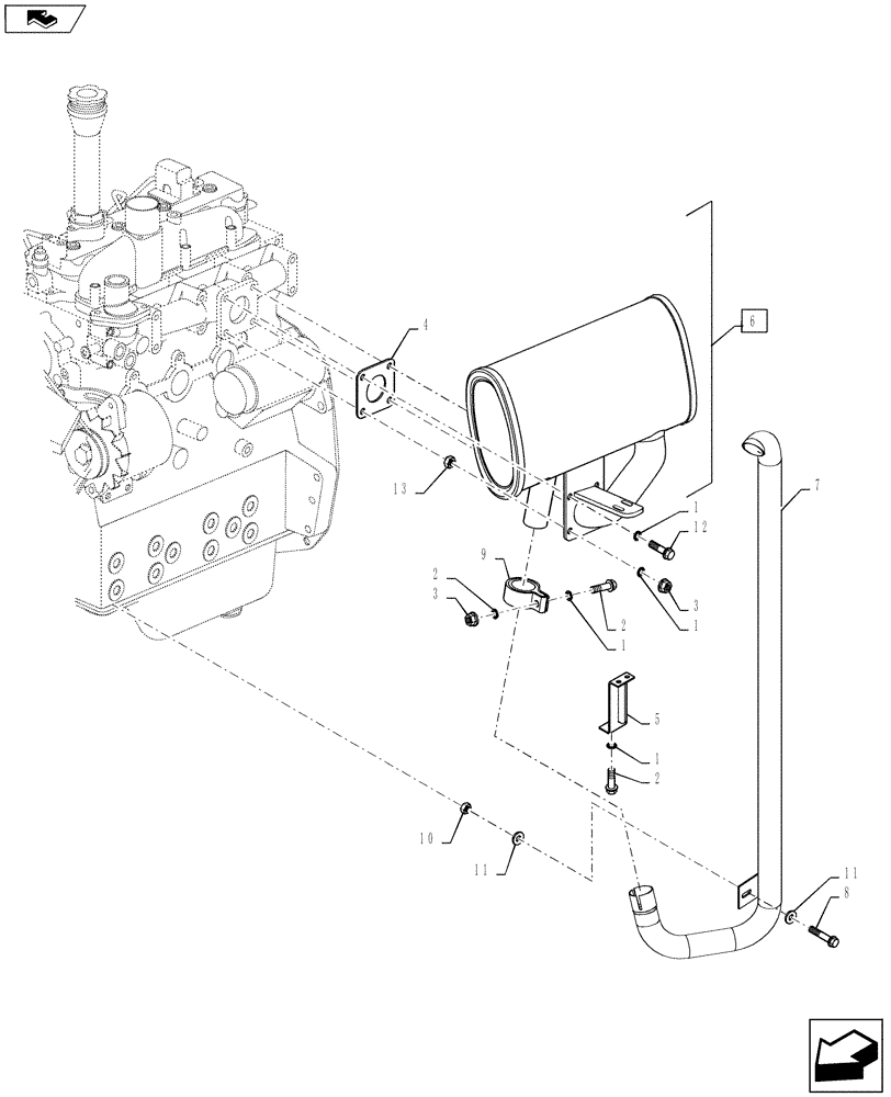 Схема запчастей Case IH FARMALL 45A - (10.254.04[01]) - EXHAUST SYSTEM W/MUFFLER - VERTICAL (10) - ENGINE