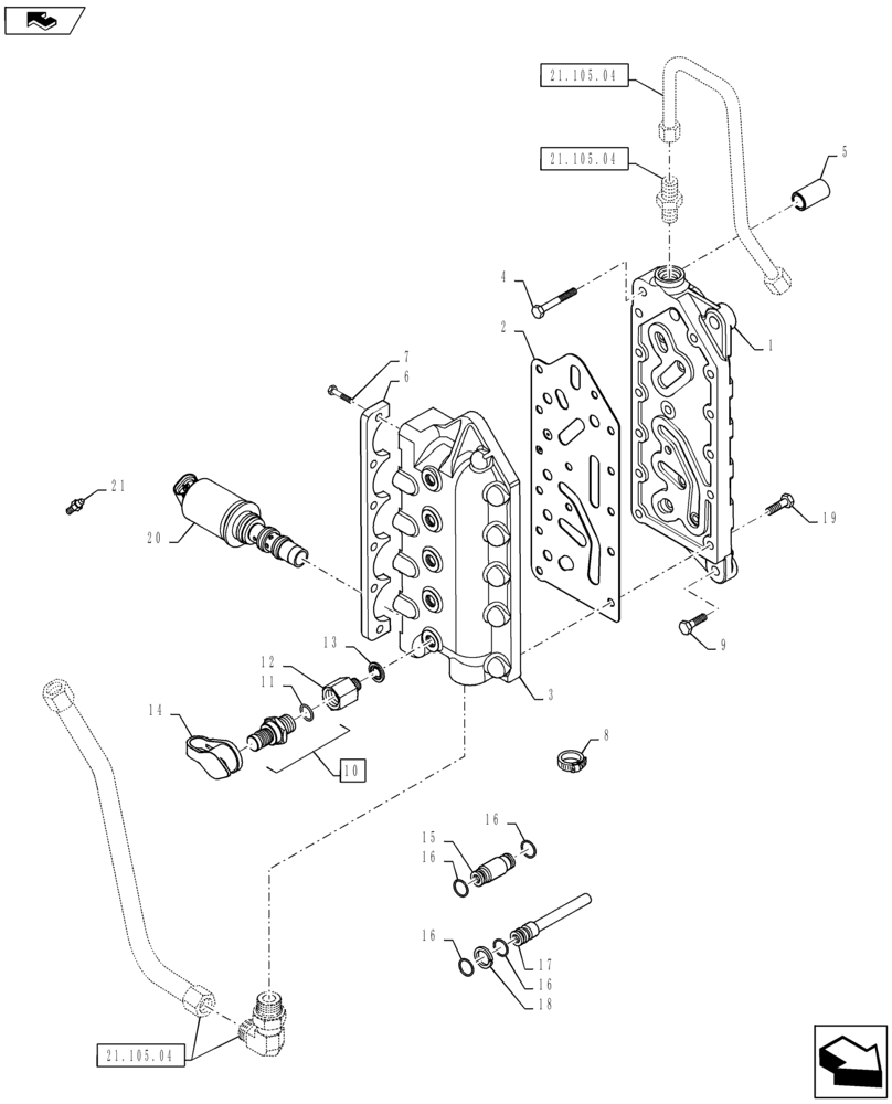 Схема запчастей Case IH PUMA 160 - (21.135.01) - VAR - 330285 - FPS TRANSMISSION DISTRIBUTOR AND RELATED PARTS (21) - TRANSMISSION