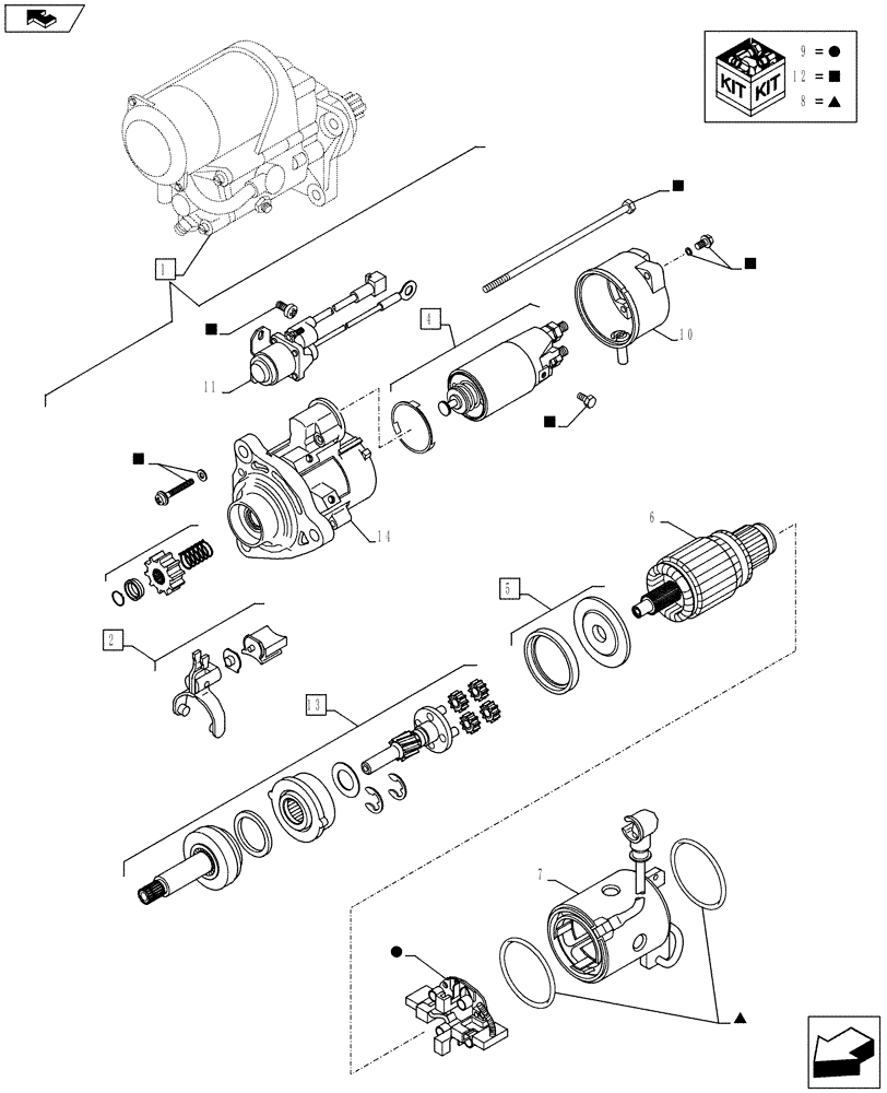 Схема запчастей Case IH F3CE0684E E920 - (55.201.AE[03]) - STARTER MOTOR - COMPONENTS (55) - ELECTRICAL SYSTEMS