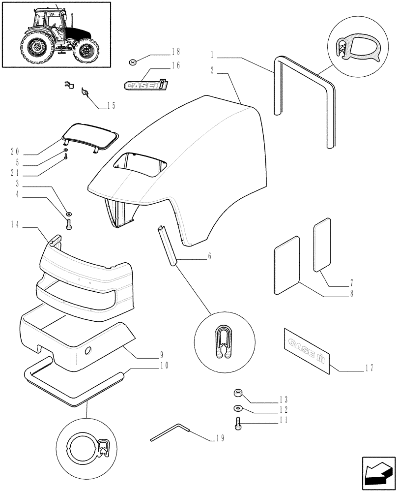 Схема запчастей Case IH JX90 - (1.83.0[01]) - HOODS - C7094 (08) - SHEET METAL