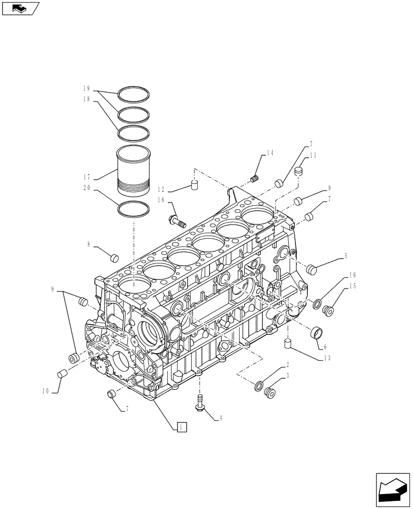 Схема запчастей Case IH F3BE0684J E919 - (10.001.AB) - CRANKCASE (10) - ENGINE