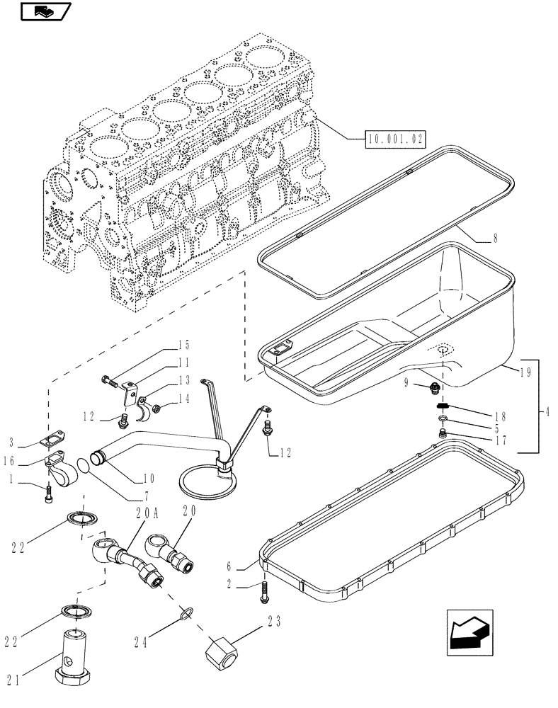 Схема запчастей Case IH MAGNUM 225 - (10.102.01[01]) - SUMP PUMP & OIL PAN (10) - ENGINE