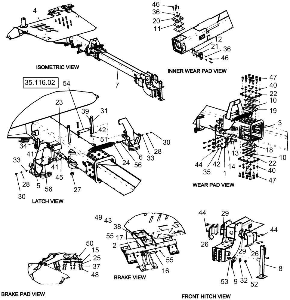 Схема запчастей Case IH 1240 - (39.110.04) - 12 ROW & 16 ROW TWO STAGE MECHANICAL CARRIER FRAME HITCH ASSEMBLY (39) - FRAMES AND BALLASTING