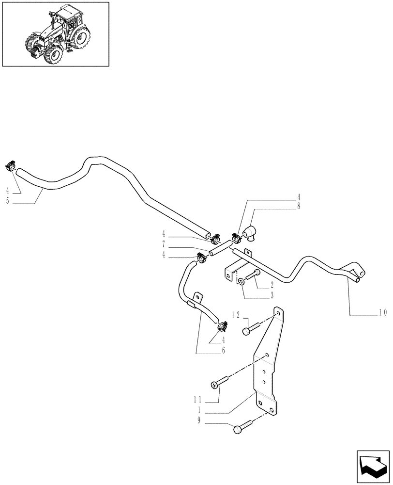 Схема запчастей Case IH MAXXUM 130 - (1.94.3/01[01]) - HEATING SYSTEM PIPES (10) - OPERATORS PLATFORM/CAB