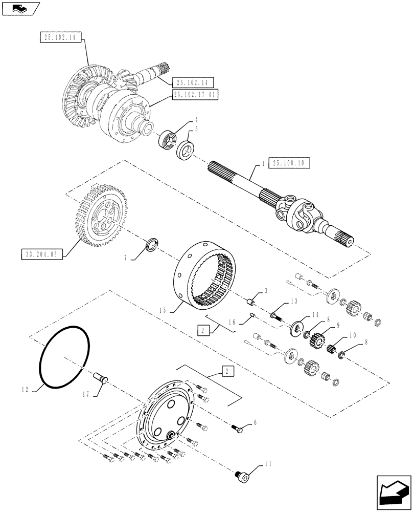 Схема запчастей Case IH PUMA 130 - (25.108.09) - VAR - 330430, 330426 - CL.4 FRONT AXLE W/ BRAKES - FINAL DRIVE (25) - FRONT AXLE SYSTEM