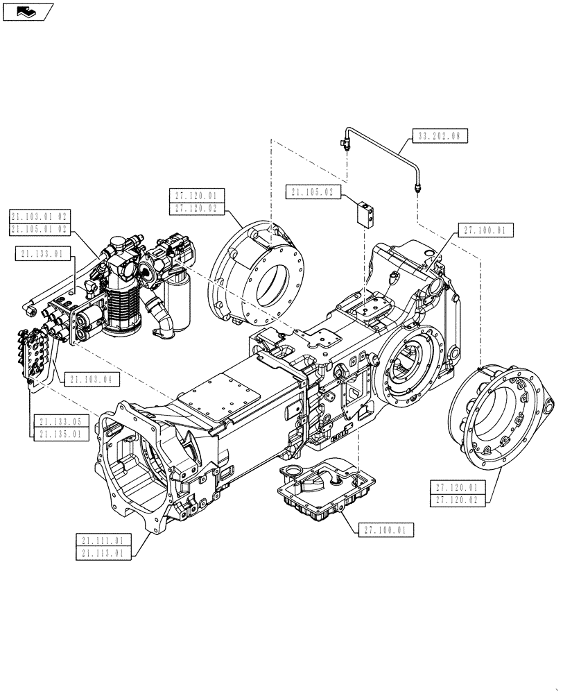 Схема запчастей Case IH PUMA 160 - (21.000.00[02]) - PICTORIAL INDEX - TRANSMISSION (21) - TRANSMISSION