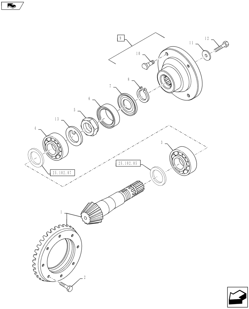 Схема запчастей Case IH PUMA 145 - (25.102.04) - VAR - 330414, 330427 - CL.3 SUSPENDED FRONT AXLE - RING & PINION (25) - FRONT AXLE SYSTEM