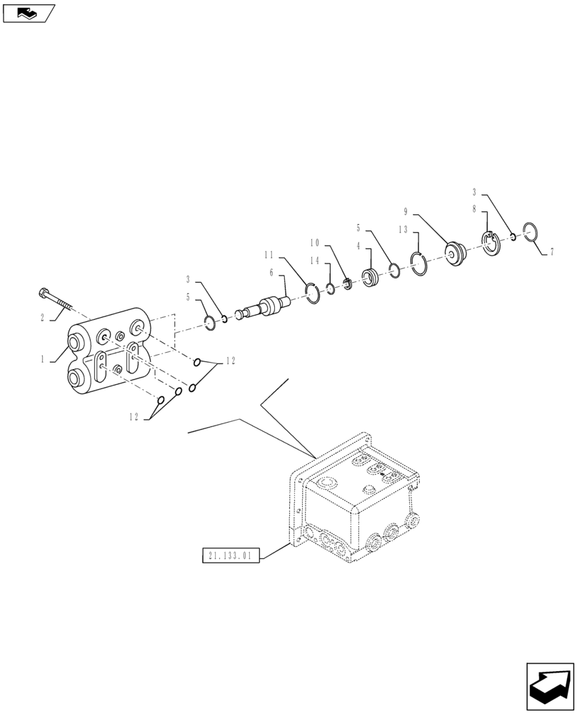 Схема запчастей Case IH PUMA 130 - (21.133.03) - VAR - 390283 - SPS TRANSMISSION - REDUCTION UNIT VALVE BLOCK - PISTONS AND CYLINDERS (21) - TRANSMISSION