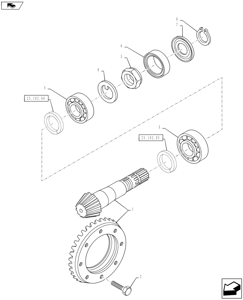 Схема запчастей Case IH PUMA 130 - (25.102.03) - VAR - 390409 - CL.3 STANDARD FRONT AXLE - RING & PINION (25) - FRONT AXLE SYSTEM