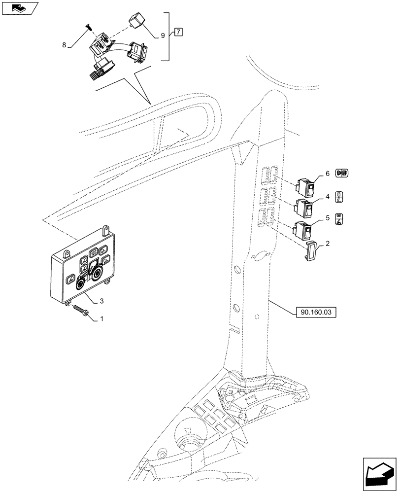 Схема запчастей Case IH PUMA 130 - (55.512.04) - WORKLAMPS CONTROL (55) - ELECTRICAL SYSTEMS