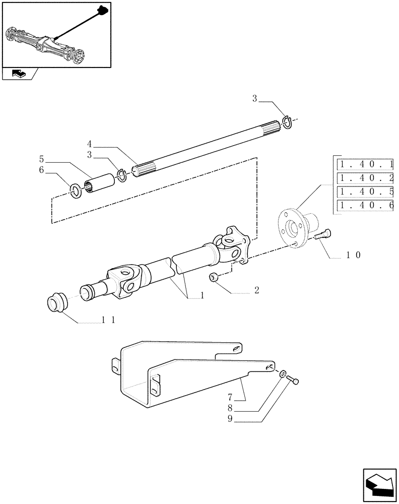 Схема запчастей Case IH MAXXUM 115 - (1.38.5/01) - FOUR WHEEL DRIVE PROPELLER SHAFT FOR SUSPENDED FRONT AXLE (04) - FRONT AXLE & STEERING