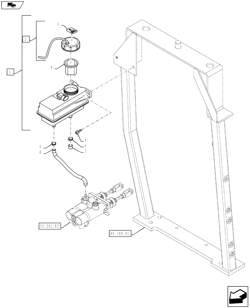 Схема запчастей Case IH PUMA 130 - (33.202.03) - BRAKE FLUID RESERVOIR (33) - BRAKES & CONTROLS