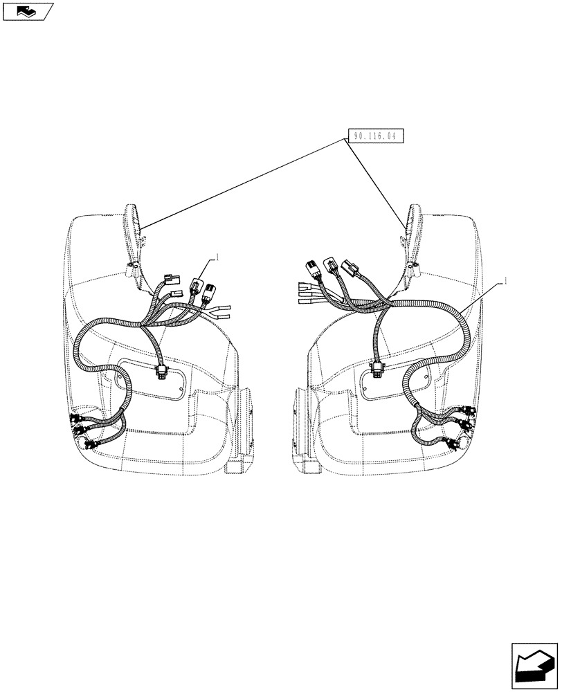 Схема запчастей Case IH PUMA 130 - (55.100.10) - VAR - 743707, 330518, 743708, 330519 - HARNESS - REAR FENDER (55) - ELECTRICAL SYSTEMS