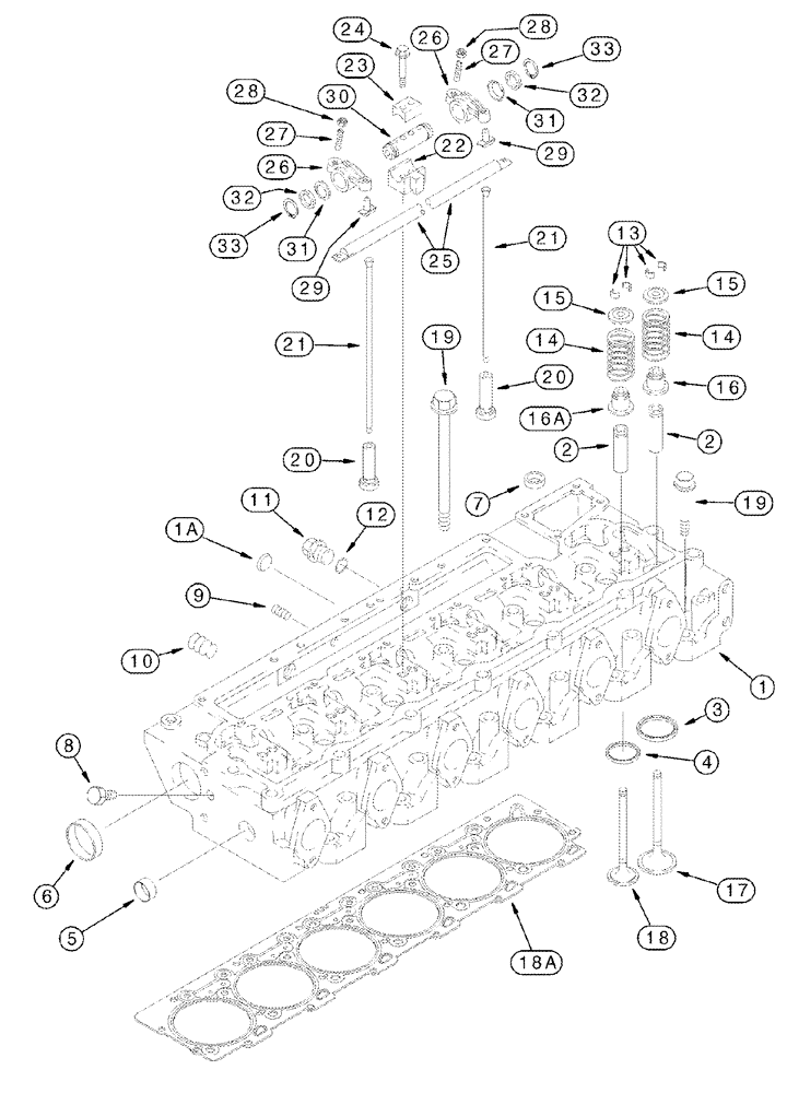 Схема запчастей Case IH 2388 - (02-22) - CYLINDER HEAD - VALVE MECHANISM (01) - ENGINE