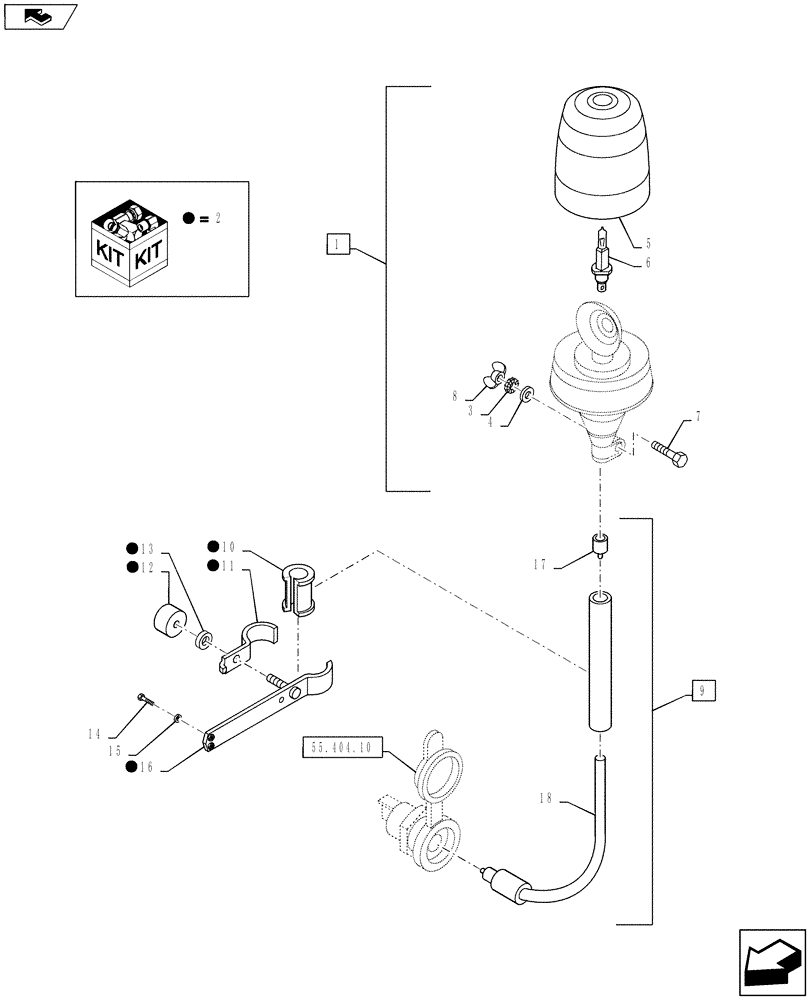 Схема запчастей Case IH PUMA 145 - (55.404.11) - ROTARY BEACON - COMPONENTS (55) - ELECTRICAL SYSTEMS