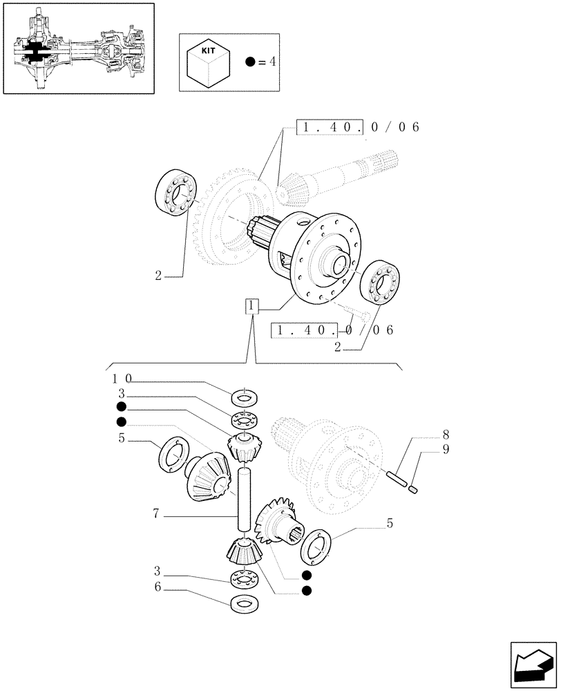 Схема запчастей Case IH PUMA 180 - (1.40.0/07) - 4WD FRONT AXLE - DIFFERENTIAL LOCKING (04) - FRONT AXLE & STEERING