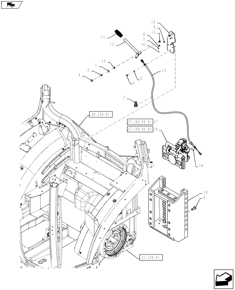 Схема запчастей Case IH PUMA 160 - (37.100.06) - VAR - 330938, 330939 - SLIDER TOW HOOK WITH AUTO SWIVEL COUPLING (GERMANY) (37) - HITCHES, DRAWBARS & IMPLEMENT COUPLINGS