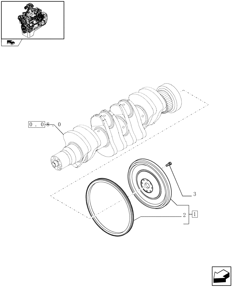 Схема запчастей Case IH F4GE9484A J601 - (0.08.3) - FLYWHEEL - ENGINE (504020729) 