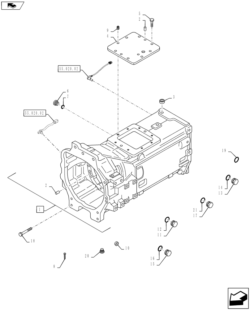 Схема запчастей Case IH PUMA 160 - (21.111.01) - VAR - 390283 - SPS TRANSMISSION HOUSING (21) - TRANSMISSION