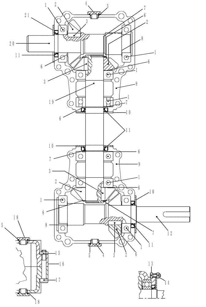 Схема запчастей Case IH 9230 - (80.101.21) - BUBBLE-UP AUGER TANDEM GEARBOX (80) - CROP STORAGE/UNLOADING