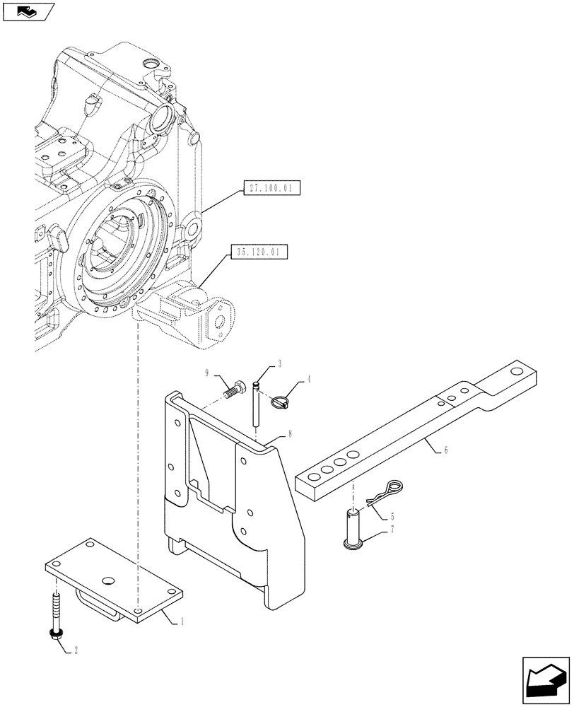 Схема запчастей Case IH PUMA 145 - (37.100.01) - VAR - 330934 - INDEPENDENT SWINGING DRAWBAR LESS CLEVIS (37) - HITCHES, DRAWBARS & IMPLEMENT COUPLINGS