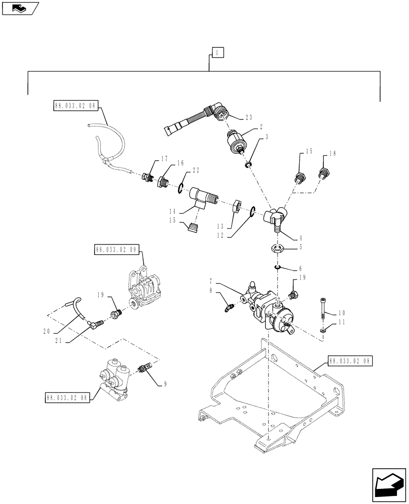 Схема запчастей Case IH PUMA 130 - (88.033.02[07]) - DIA KIT, PNEUMATIC TRAILER BRAKE (UNIVERSAL) - CONTROL VALVE AND RELEVANT PARTS (88) - ACCESSORIES