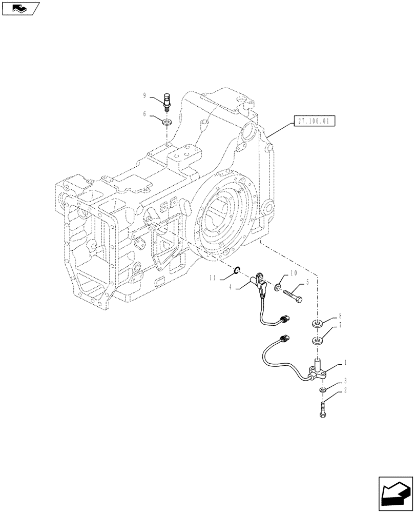 Схема запчастей Case IH PUMA 130 - (55.020.01) - GEARBOX HOUSING SENSORS AND SWITCHES (55) - ELECTRICAL SYSTEMS