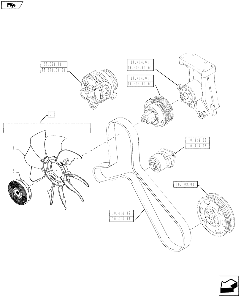 Схема запчастей Case IH PUMA 160 - (10.414.03) - VAR - 391018 - ENGINE - FAN (10) - ENGINE