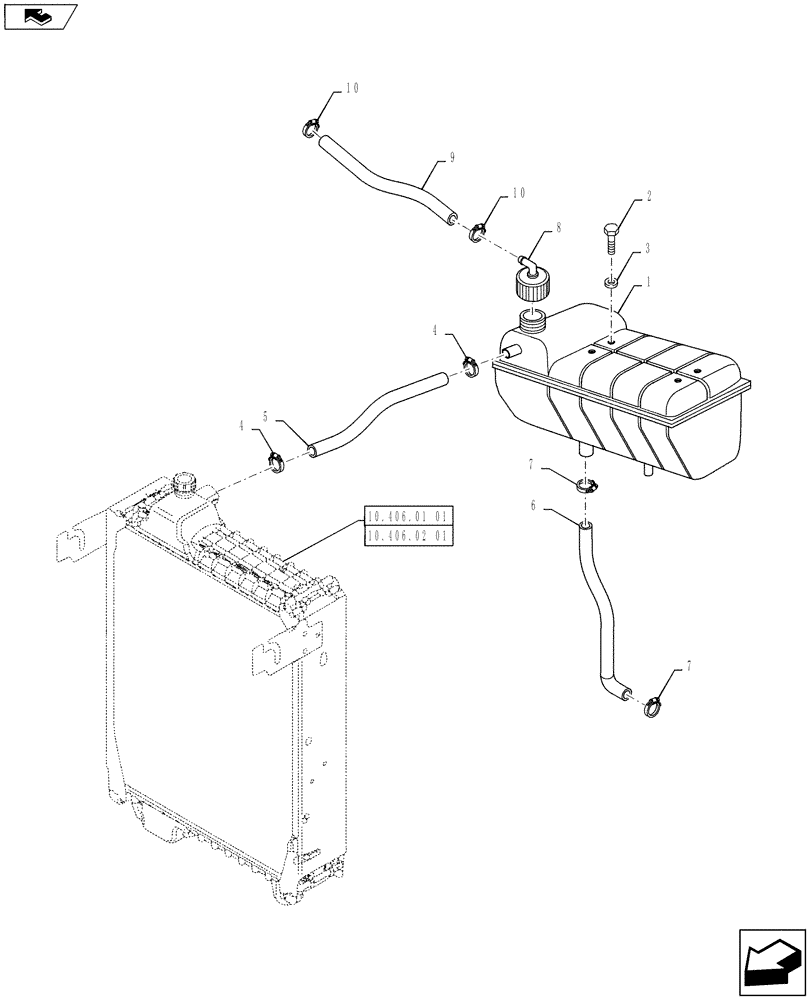 Схема запчастей Case IH PUMA 145 - (10.406.04) - EXPANSION TANK - RADIATOR (10) - ENGINE