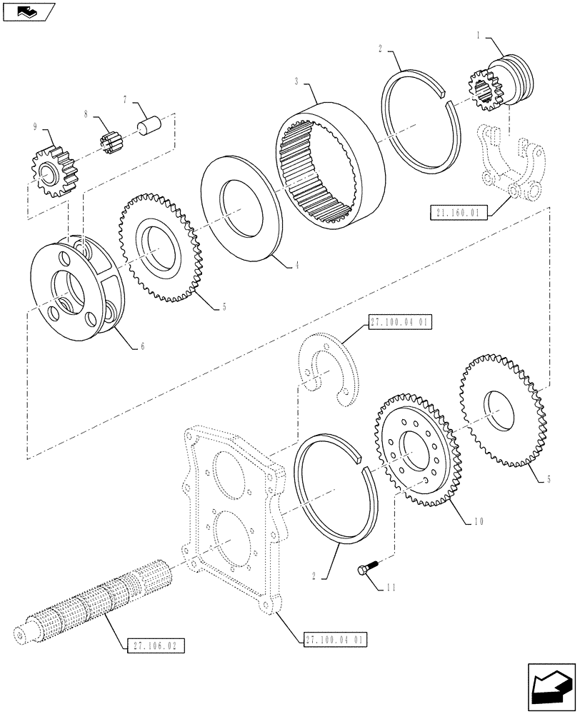 Схема запчастей Case IH PUMA 130 - (21.160.02) - VAR - 743736, 332330, 335330 - CREEPER - GEARS (21) - TRANSMISSION